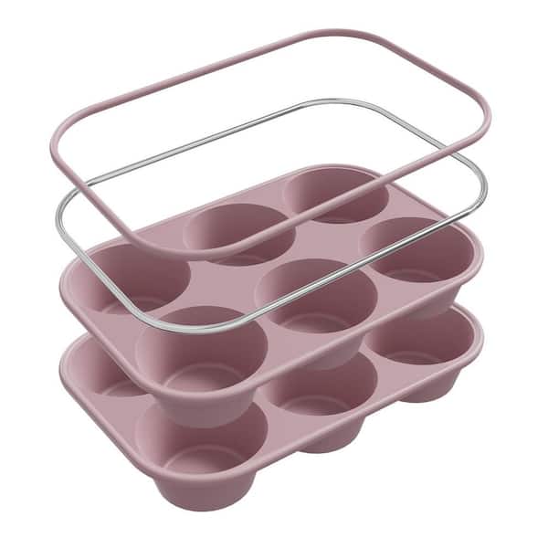 2 Pack 6-Piece Silicone Jumbo Muffin Pan with Reinforced Metal Frame Nonstick Baking Cupcake Mold Set