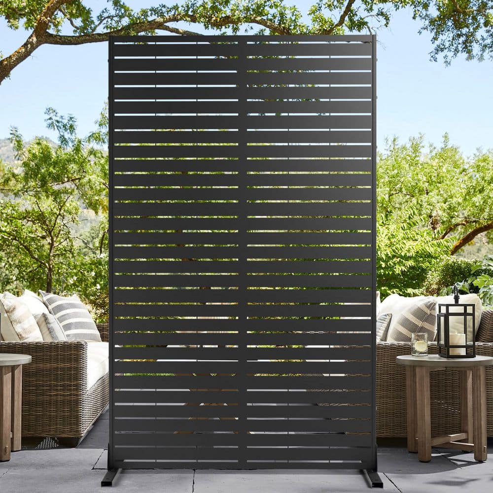Red Privacy Screen 44 In TUYOHW Black 44 in. W x 71 in. H Rectangular Metal Decorative Privacy ...