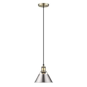 Orwell AB Mini Pendant - 7 in. in Aged Brass with Pewter Shade