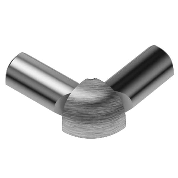 Schluter Rondec Brushed Chrome Anodized Aluminum 1/2 in. x 1 in. Metal 90 Degree Double-Leg Outside Corner