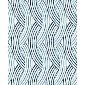 Zamora Blue Brushstrokes Paper Strippable Roll (Covers 56.4 sq. ft.)