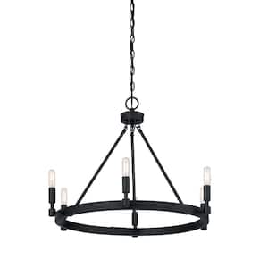 Fiora 6-Light Rustic Black Chandelier For Dining Rooms