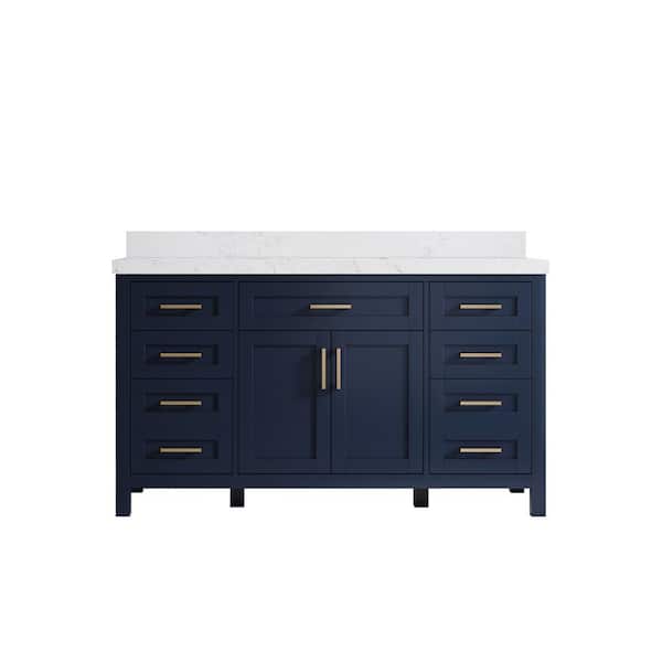 Willow Collections Cambridge 60 in. W x 22 in. D x 36 in. H Single Sink Bath Vanity in Hale Navy Blue with 2 in. Empira Quartz Top