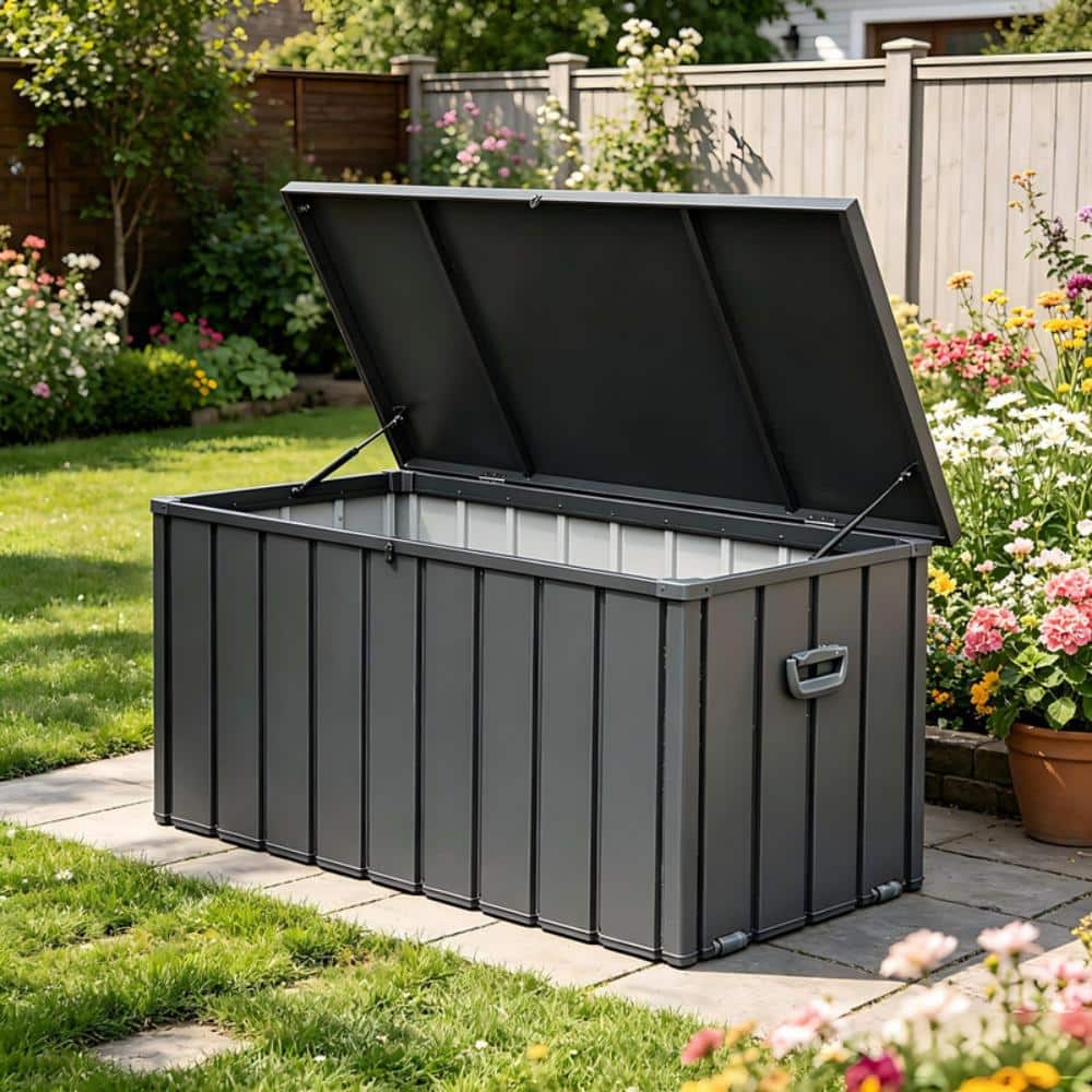 200 Gal. Outdoor Steel Deck Box, Lockable Waterproof Deck Box Storage with Wheels for Patio, Garden & Pool (Dark Gray) price history on PriceWatchPro