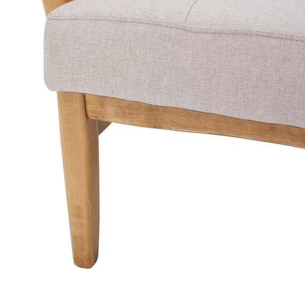 Mercana Home Brayden Light Brown Wood w/ Beige Fabric Seat Accent