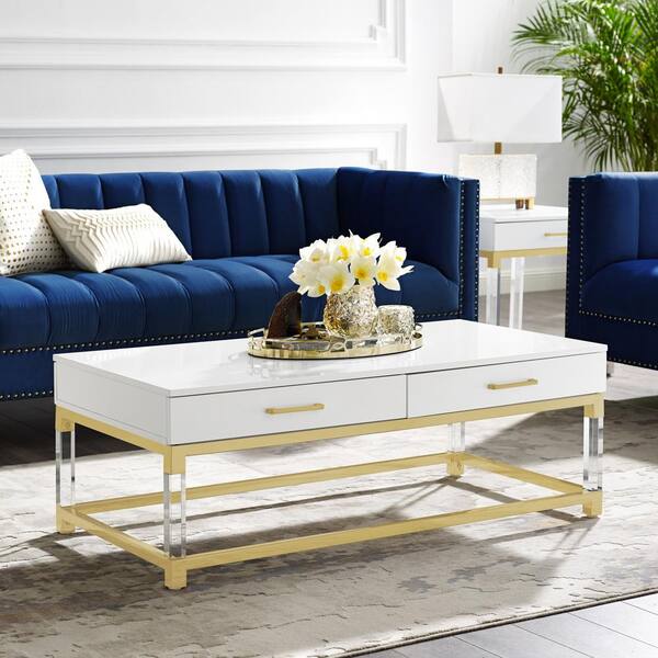 modern white and gold coffee table