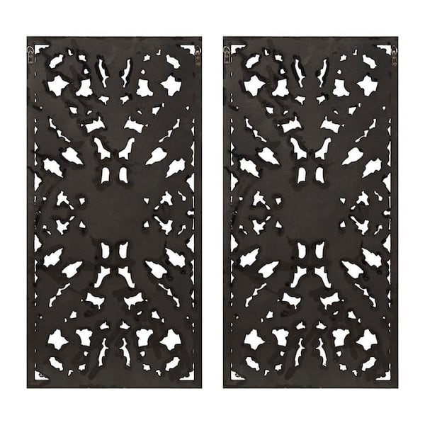 Afoxsos 2-Piece Wood (MDF) Distressed Carved Wall Art Decoration Set