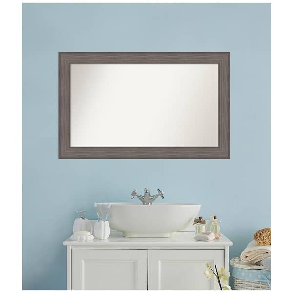 Amanti Art Medium Rectangle Distressed Brown Modern Mirror (26.25 in. H x 42.25 in. W)