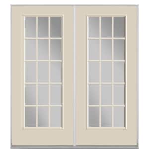 72 in. x 80 in. Canyon View Fiberglass Prehung Right-Hand Inswing 15-Lite Clear Glass Patio Door in Vinyl Frame
