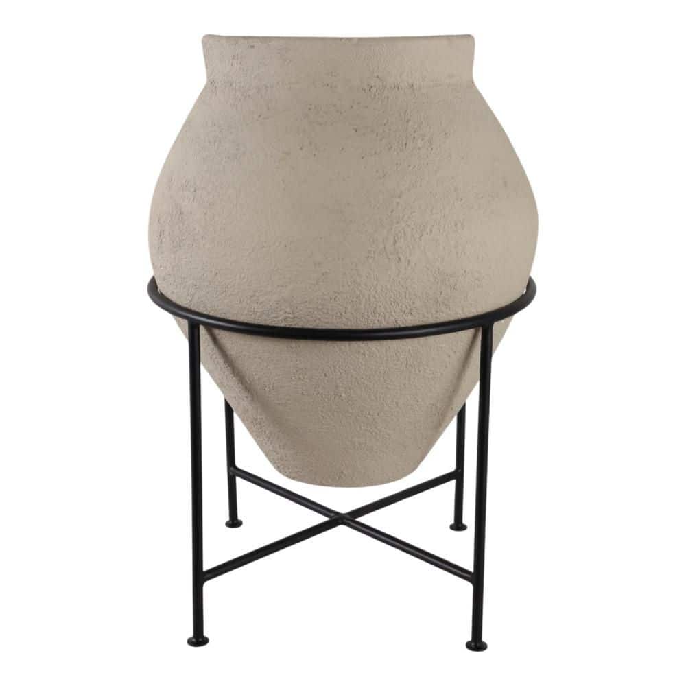 Ivory Ceramic Round Planter Pot (18 in. W x 27 in. H) with Metal Stand price history on PriceWatchPro