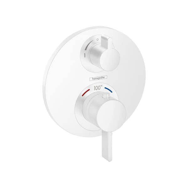 Hansgrohe Ecostat S 2-Handle Wall Mount Shower Trim Kit in Matte White Valve Not Included