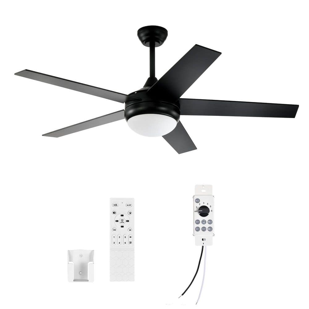 Edvivi 52 in. Integrated LED Indoor Matte Black 5-Blade Ceiling