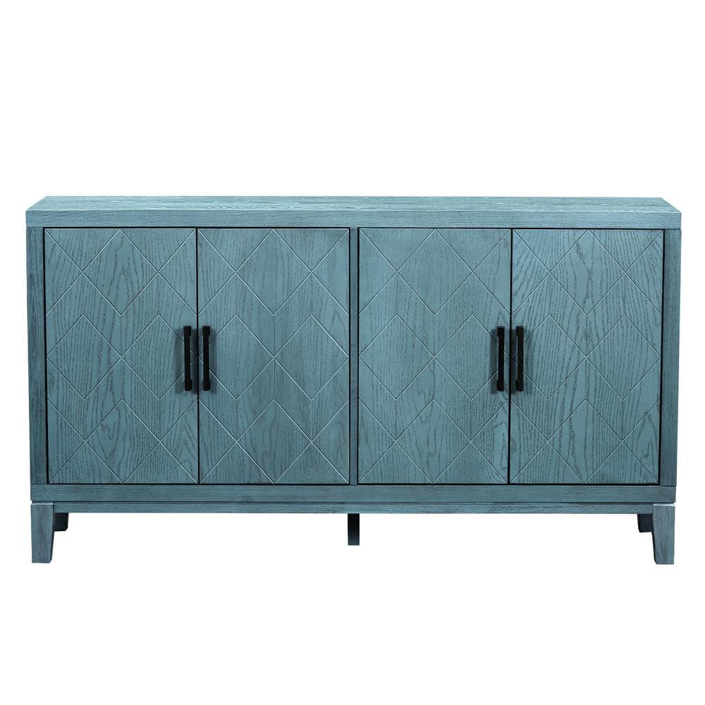 60 in. W x 16 in. D x 33 in. H Navy Blue Linen Cabinet with Adjustable ...