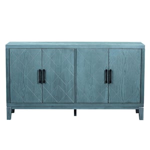 60 in. W x 16 in. D x 33 in. H Navy Blue Linen Cabinet with Adjustable Shelves, Long Handle