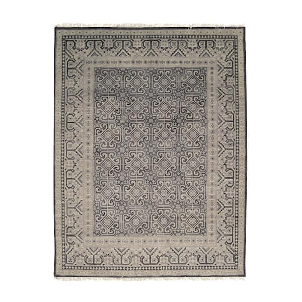 Purple Hand Knotted Wool Traditional Khotan Weave, 6 ft. x 9 ft. Rug