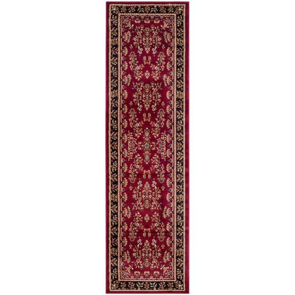 Lyndhurst Red/Black 2 ft. x 8 ft. Border Antique Floral Runner Rug