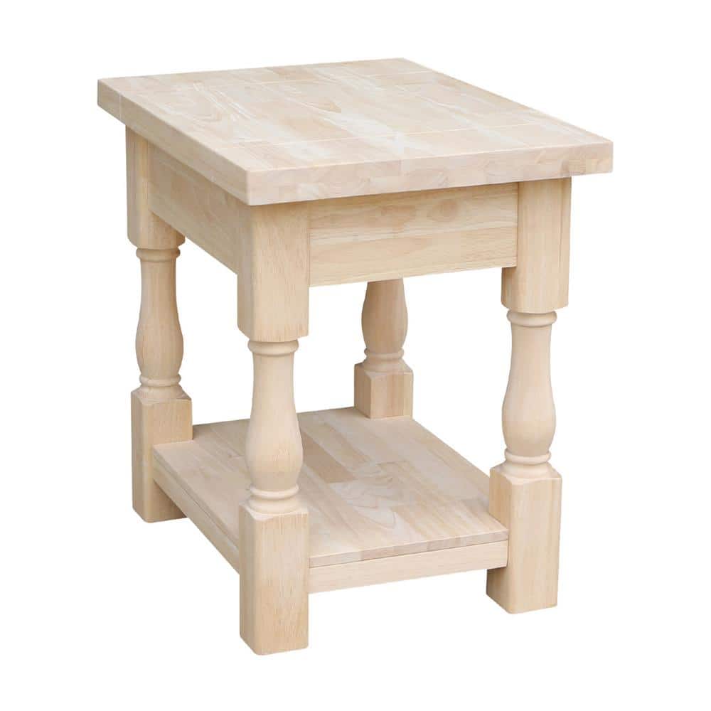 Tuscan Solid Wood Rectangular End Table - Unfinished