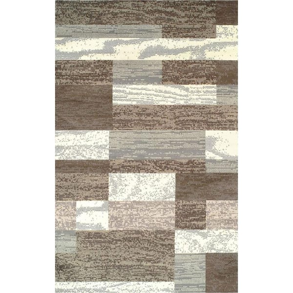 HomeRoots Bernadette Light Blue and Ivory 7 ft. x 9 ft. Loomed Abstract Polypropylene Rectangle Area Rug