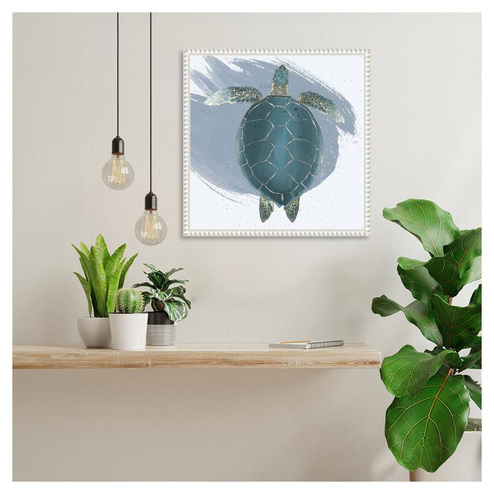 Sea Turtle Beaded Framed Canvas Wall Art