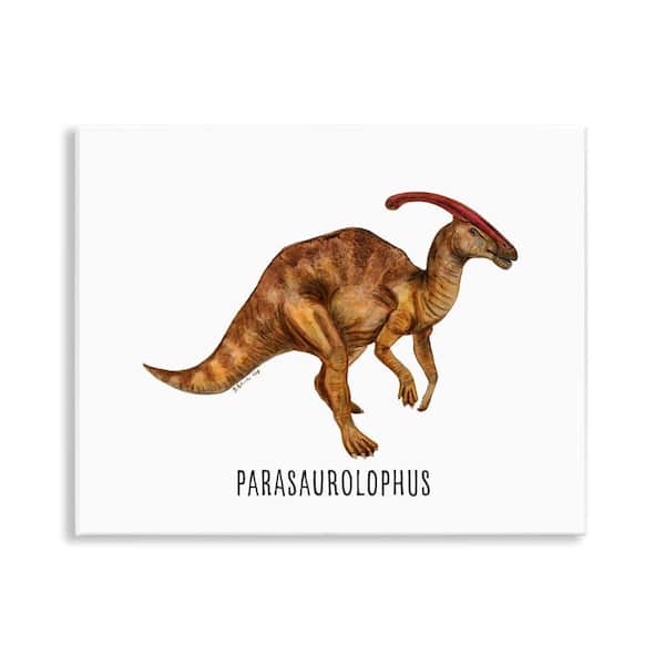 Stupell Industries Parasaurolophus Dinosaur Learning by Brett Blumenthal Unframed Animal Graphic Art Print 11 in. x 14 in.