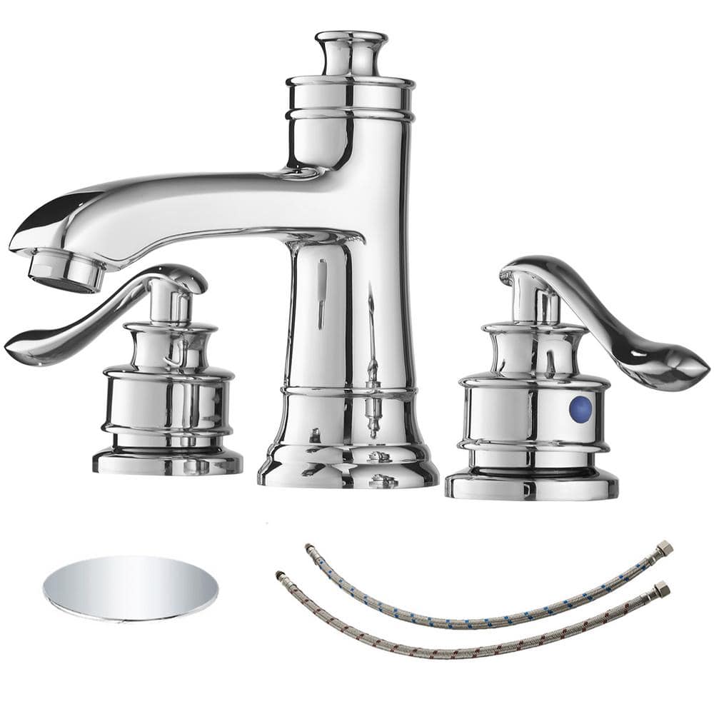 BWE 8 In. Widespread Double Handle Bathroom Faucet With Pop-up Drain ...