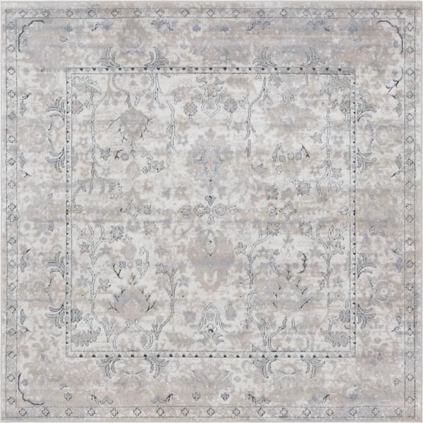 Unique Loom Portland Central Ivory 6 ft. x 6 ft. Square Area Rug