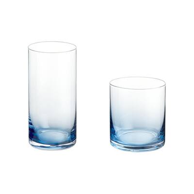 Skylar Midnight Blue Ombre 12.4 oz. Double Old-Fashioned and 19.8 oz. Highball Glasses (Set of 8)