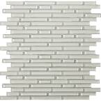 Lucente Blanc Gloss/Matte Mix 12.05 in. x 12.05 in. x 8mm Glass Mesh-Mounted Mosaic Tile (1.07 sq. ft.)
