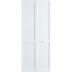 36 in. x 80 in. Solid Core Louver Pine White Wood Interior Closet Bi-fold Door