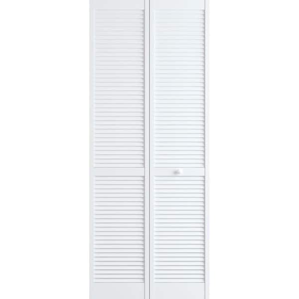 Veranda 24 in. x 78 in. Louver Pine White Interior Closet Bi-fold Door