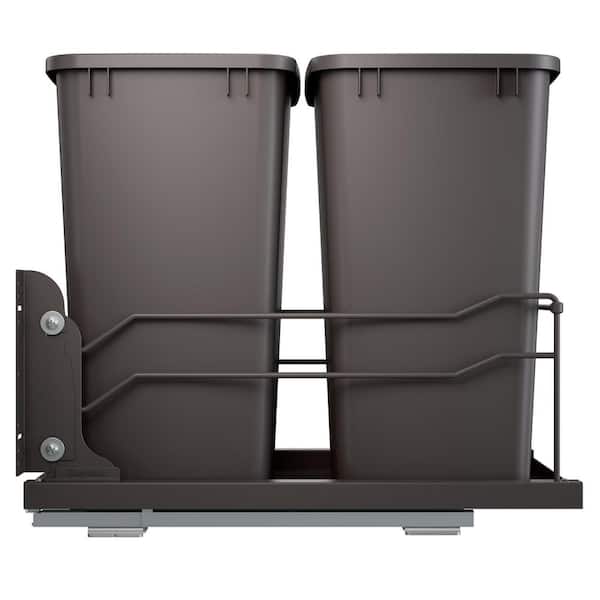 Rev-A-Shelf Gray Double Pull Out Trash Can 35 qt. with Soft-Close