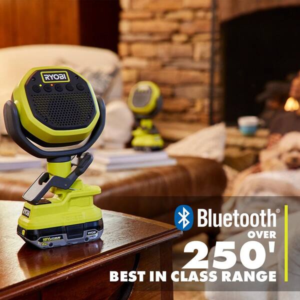 RYOBI ONE+ 18V Cordless VERSE Clamp Speaker (2-Pack) with 6.0 Ah HIGH PERFORMANCE Battery (2-Pack)