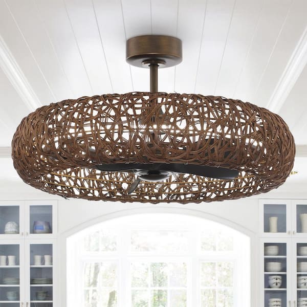 35 in. Indoor Brushed Gold Downrod Mount LED Ceiling Fan with Light Kit and Remote Control