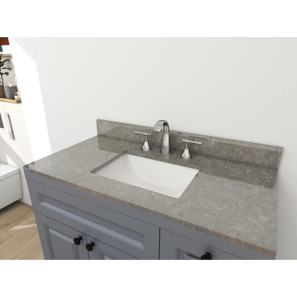 37'' White Ceramic Single Bathroom Vanity Top with Sink