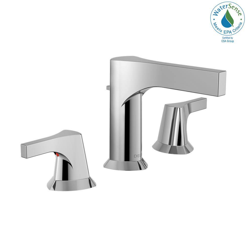 Chrome Modern Widespread Bathroom Faucet with Drain Assembly
