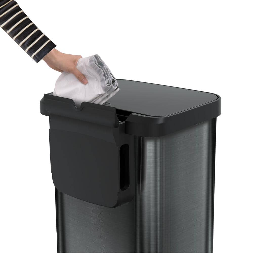 Black Stainless Steel 20 Gallon Step Trash Can with Pedal