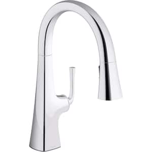 Graze Single-Handle Pull Down Sprayer Kitchen Faucet in Polished Chrome