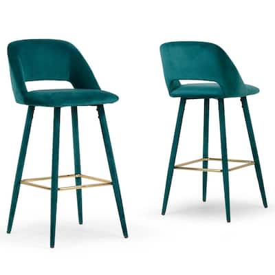 Teal Blue Gold Bar Stools Kitchen Dining Room Furniture The Home Depot