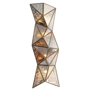 Geo-Gem 9.5 in. 4-Light Brass Wall Sconce with Mercury Glass Shade
