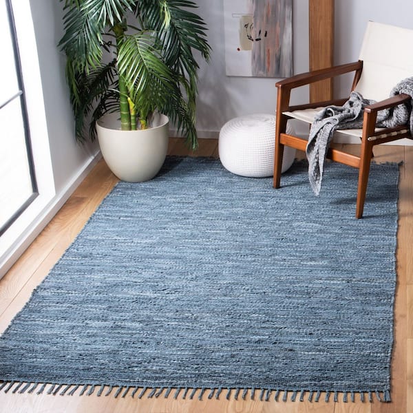 Vintage Leather 5 ft. x 8 ft. Blue/Gray Solid Marle Area Rug