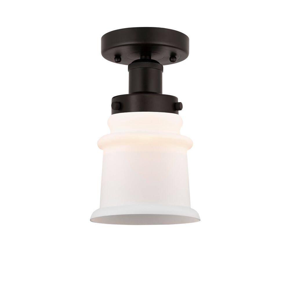 Canton 5.25 in. 1-Light Oil Rubbed Bronze Industrial Semi-Flush Mount with Frosted Glass Shade price history on PriceWatchPro