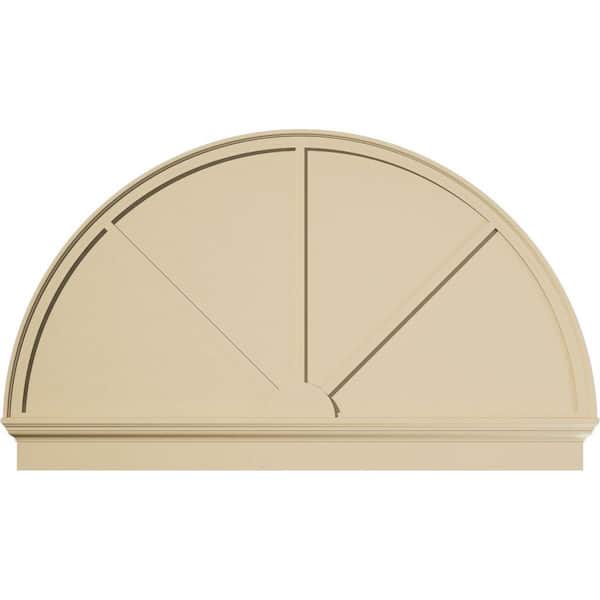 Ekena Millwork 64 in. W x 38-3/4 in. H x 2-3/4 in. P Half Round 3 Spoke Signature Urethane Combination Pediment, Primed Tan