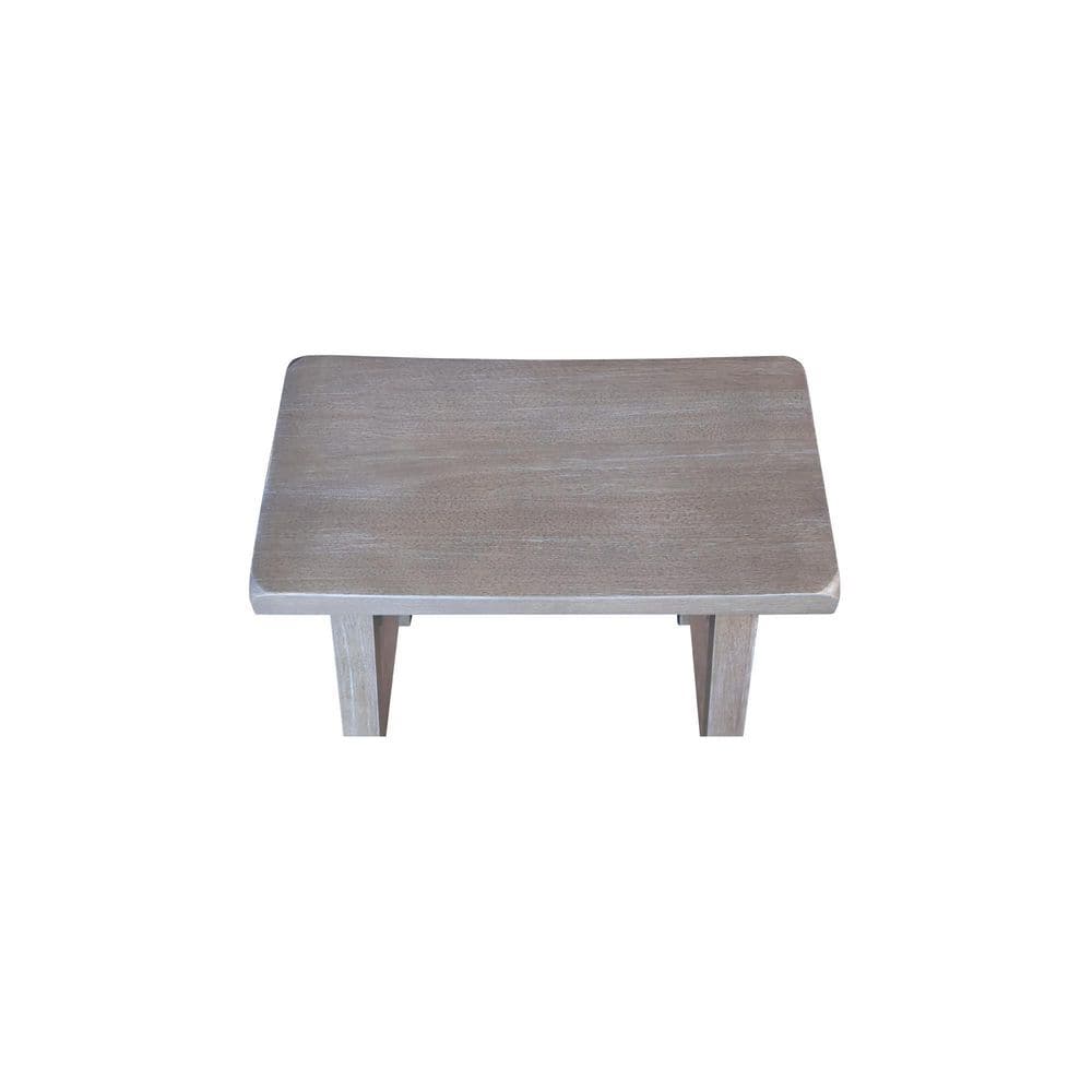 Washed Gray Taupe Solid Wood Saddle Style Counter Stool