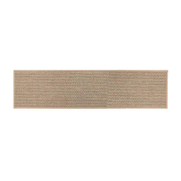 Beige 9 in. x 36 in. Linen Stair Tread Cover Set of 15, Non-Slip Peel and Stick for Wooden Steps