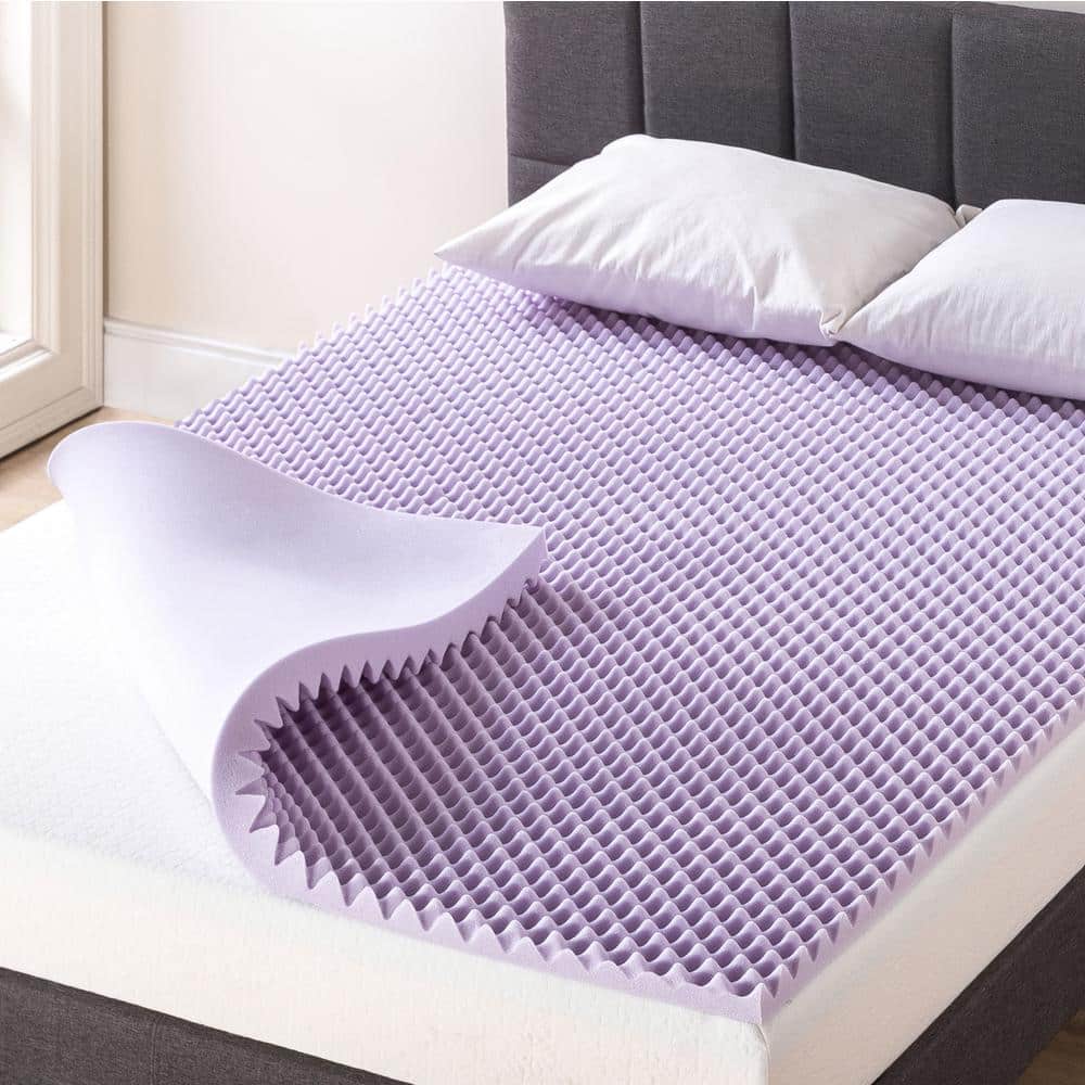 best price mattress 1.5 in. Lavender Egg Crate Memory Foam Mattress Topper HD ECMF LV1.5Q The Home Depot