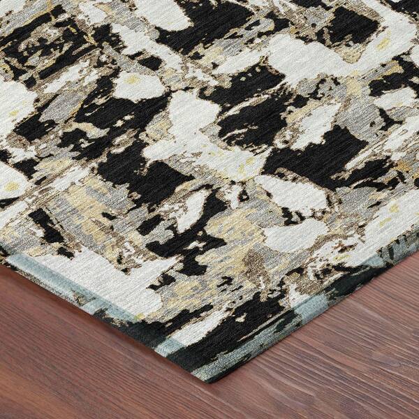 Chantille Machine Washable Indoor/Outdoor Abstract ACN2678 Black 10 ft. x 14 ft. Area Rug