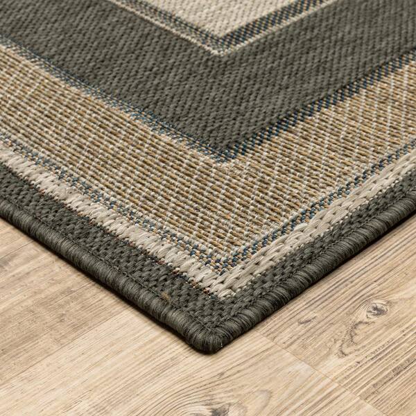 Stylewell Jasper Gray 8 Ft X 12 Ft Border Indoor Outdoor Area Rug 564842 The Home Depot