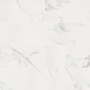 Carrara 12 in. x 24 in. Polished Porcelain Stone Look Floor and Wall Tile (16 sq. ft. /Case)