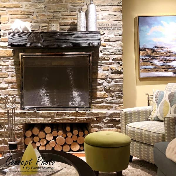Ekena Millwork 6 in. x 6 in. x 5 ft. Rough Cedar Faux Wood Fireplace Mantel  Aged Cedar MANURC06X06X60AC - The Home Depot