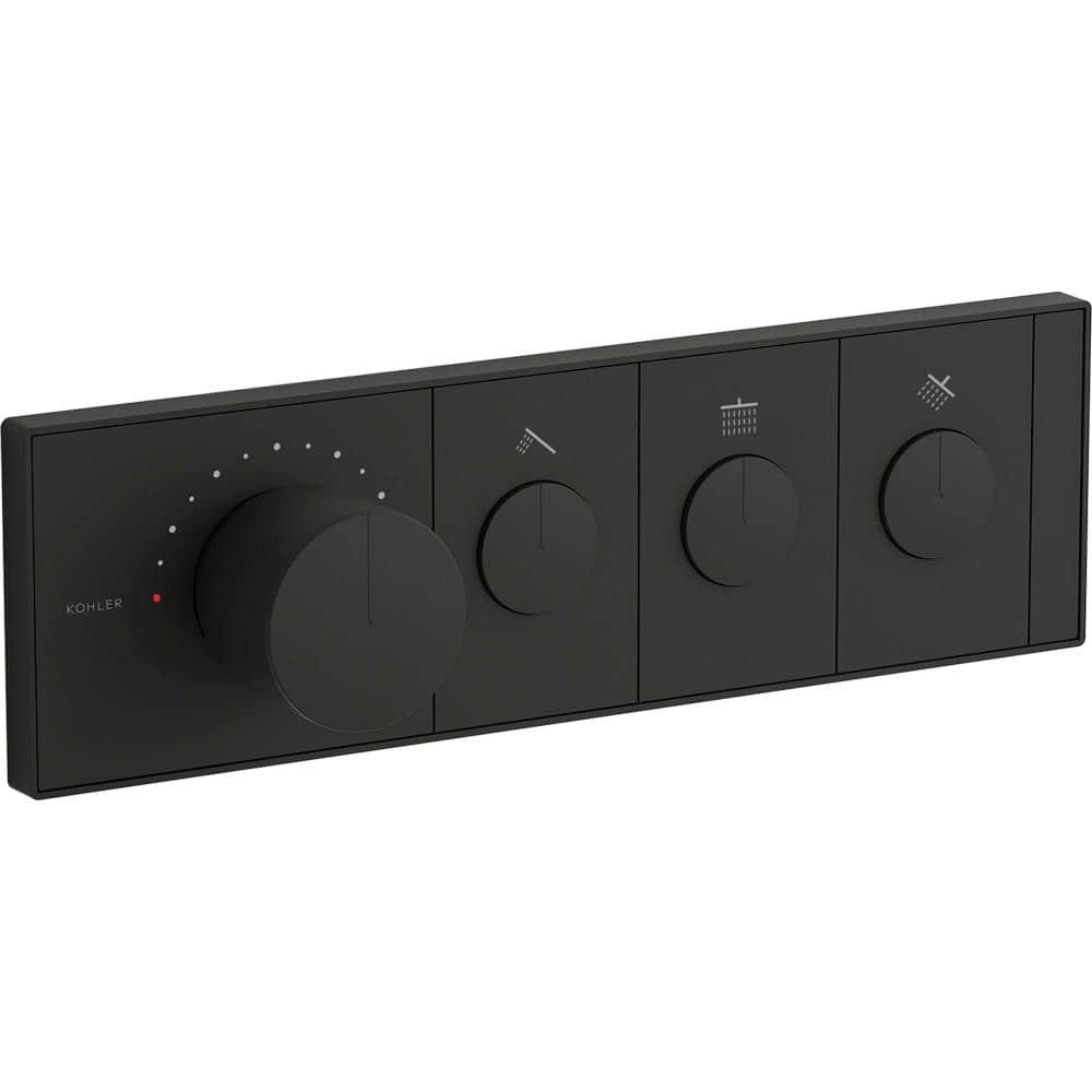KOHLER Anthem 3Outlet Thermostatic Valve Control Panel with Recessed PushButtons in Matte